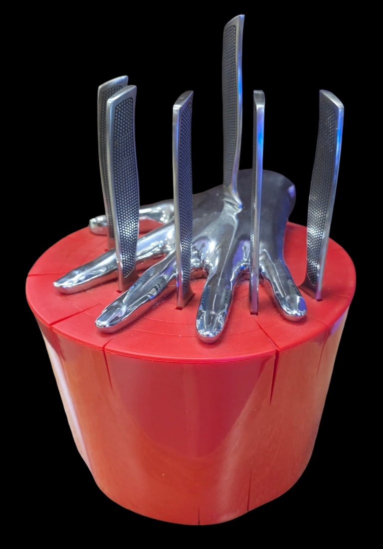 Unusual Vintage RAFFAELE LANNELLO Five Finger Pop Art Five Knife Kitchen Block (1 of 9)