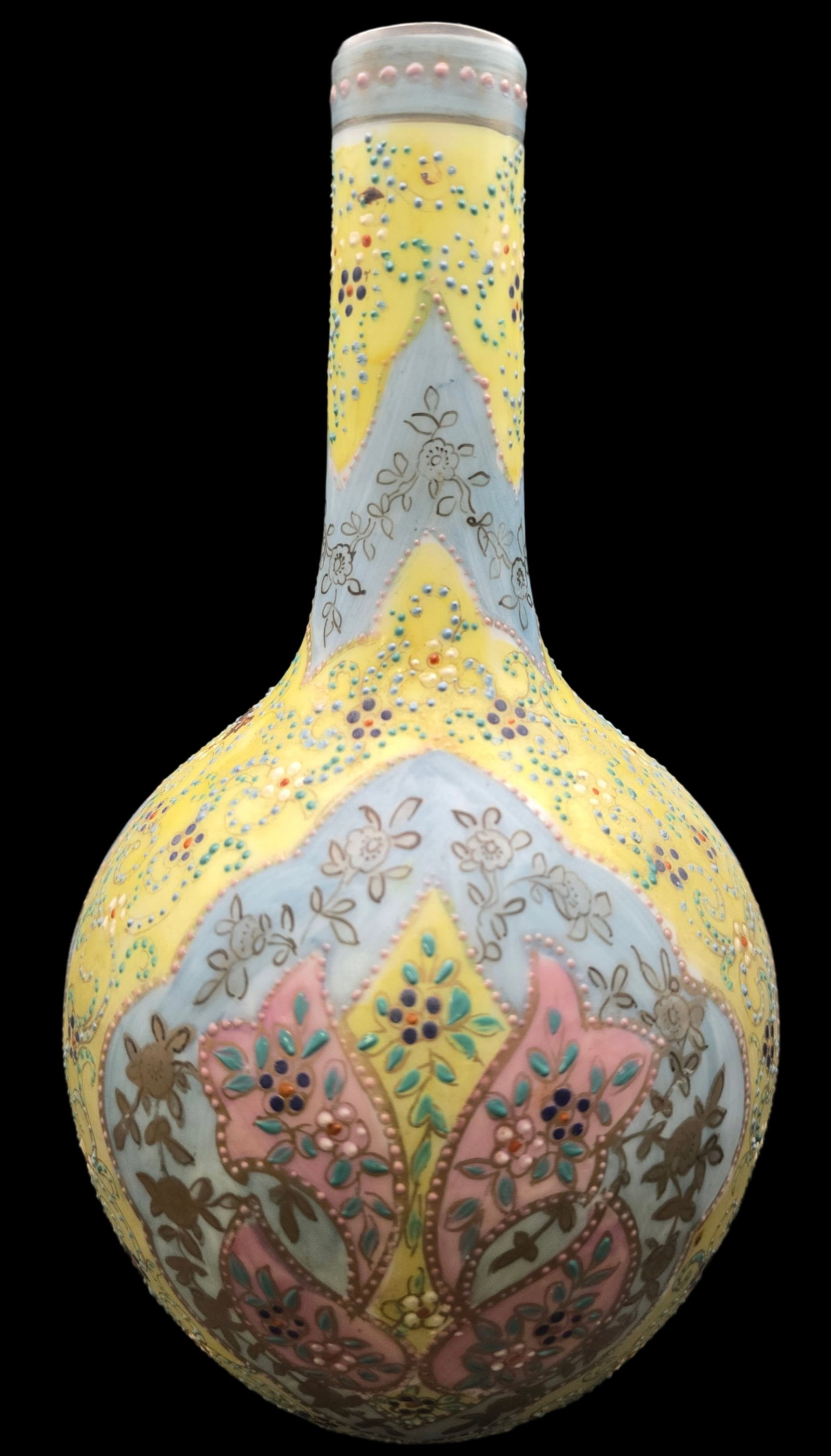 Antique WEBB or HARRACH Hand Enameled Marroccan Ware Art Glass Vase (1 of 5)