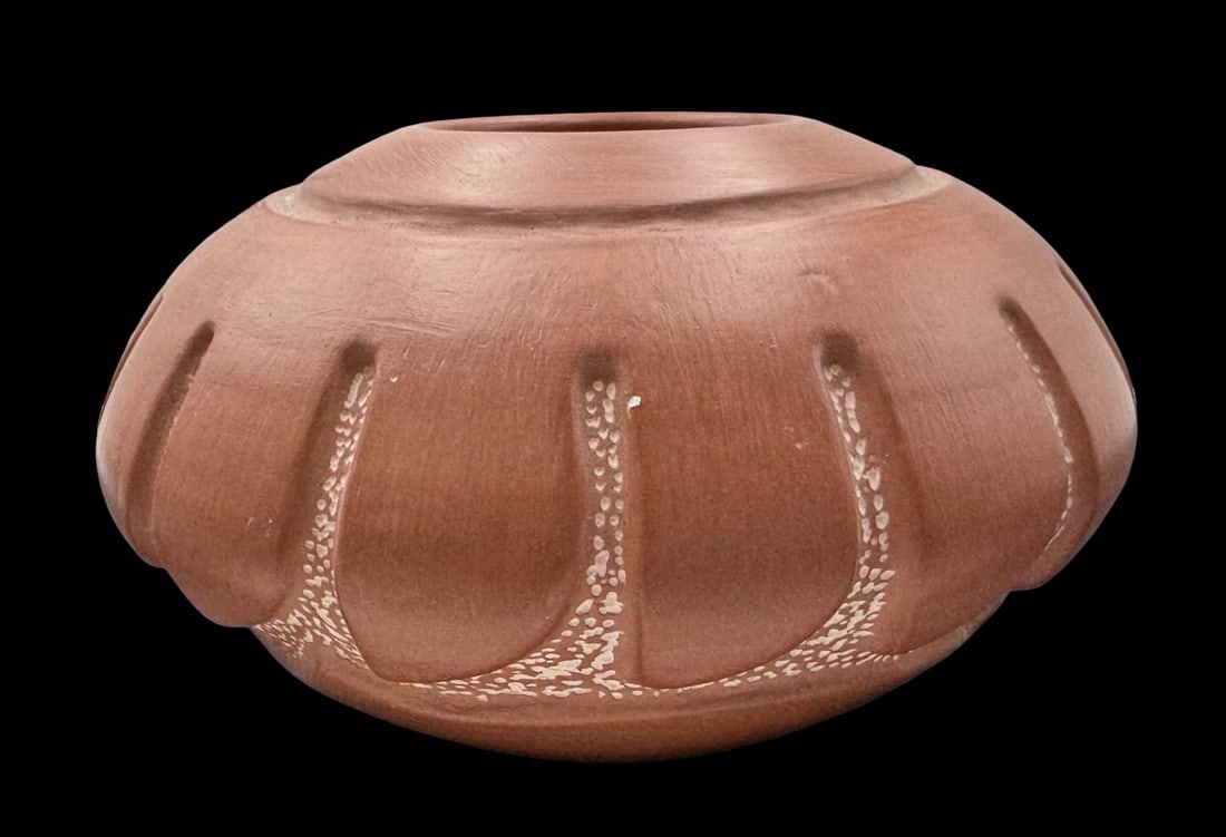 Vintage STEVE CHESLEY Pueble Style Art Pottery Melon Bowl (1 of 5)