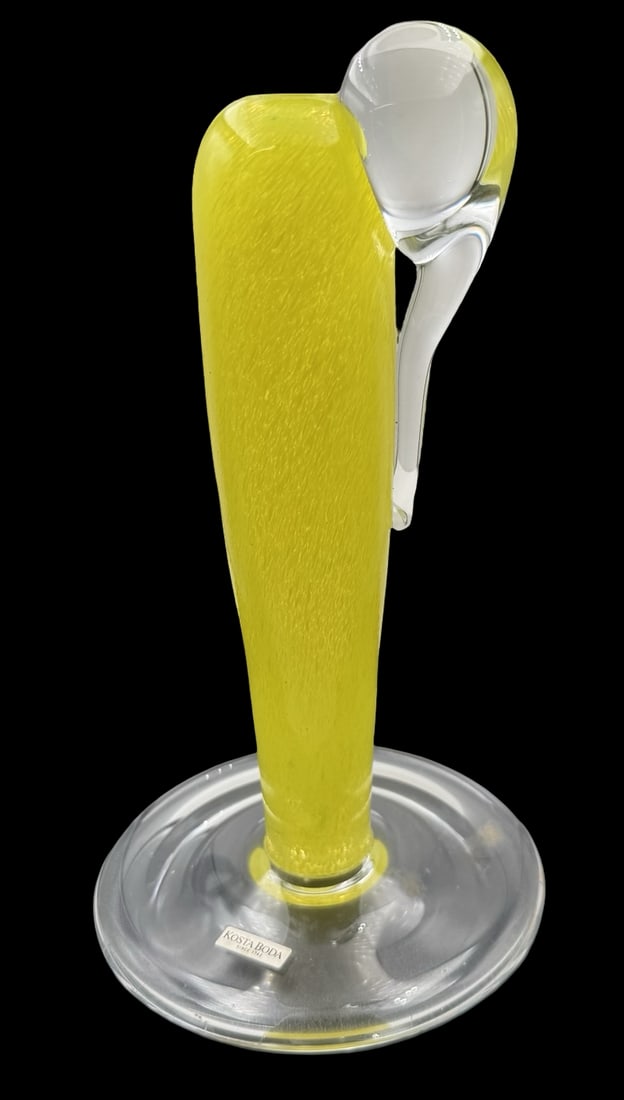 Stunning Vintage 1980s BERTIL VALLIEN for KOSTA BODA Apostrof Series Yellow Art Glass Vase (1 of 4)