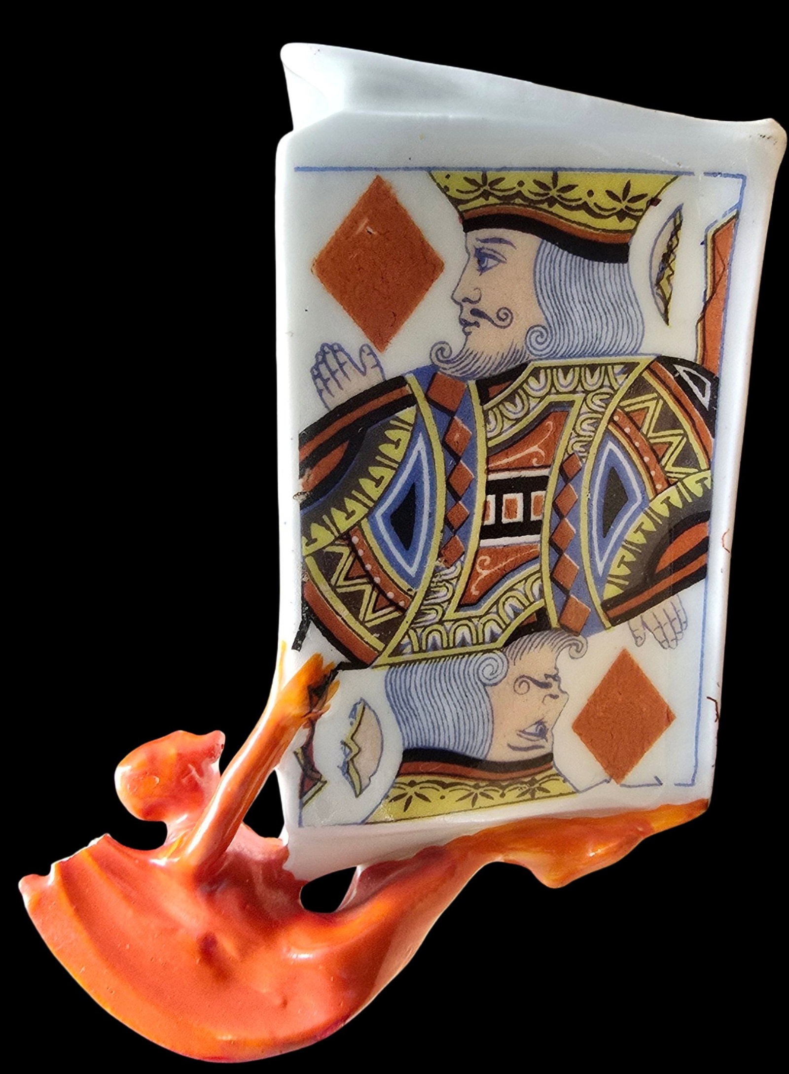 Very Rare & Unusual Antique ROYAL BAYREUTH Germany Porcelain Devil & Cardplay Ashtray (1 of 5)