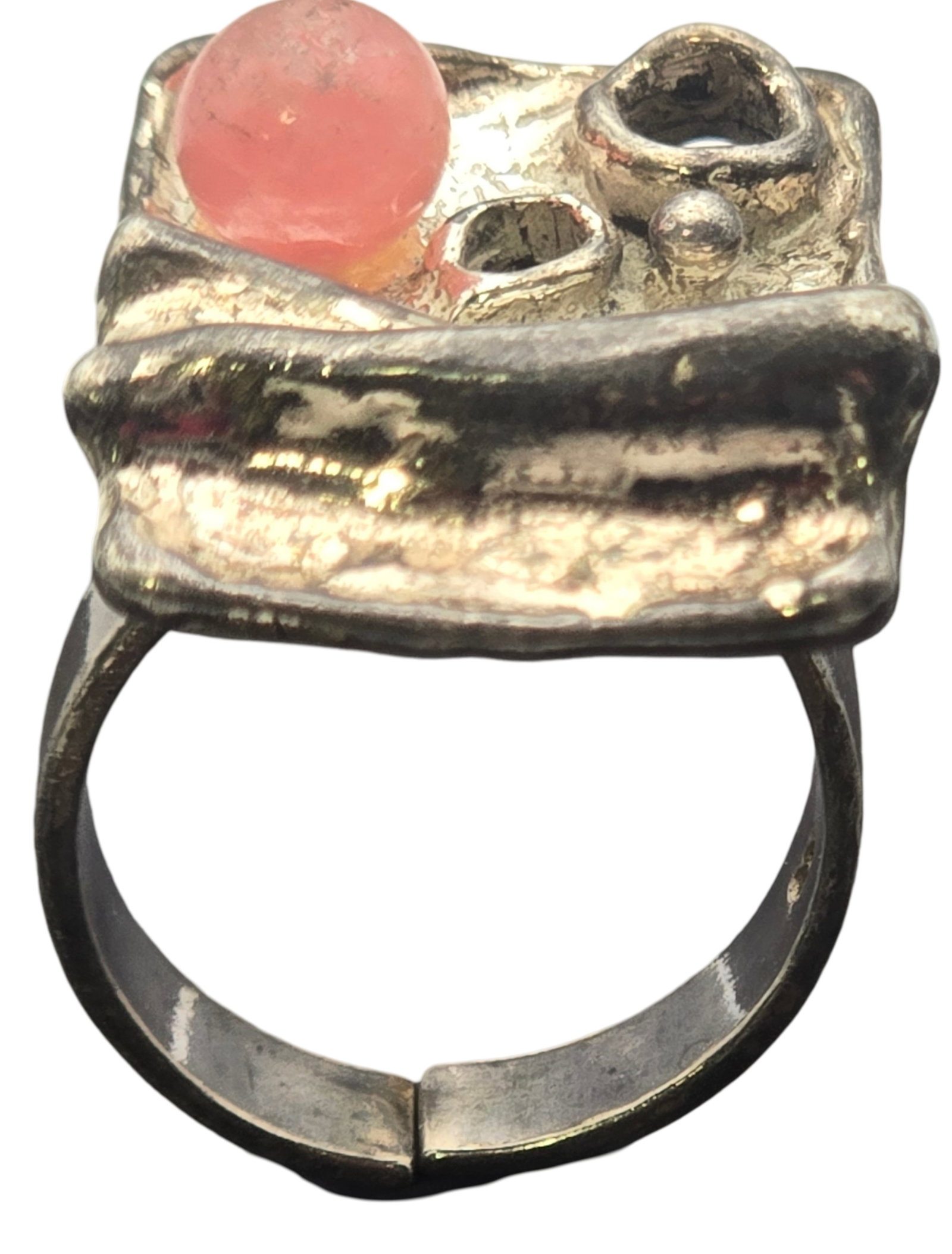 Unusual Vintage Mid-Century Modern Brutalist European 835 Silver & Gemstone Ring (1 of 6)