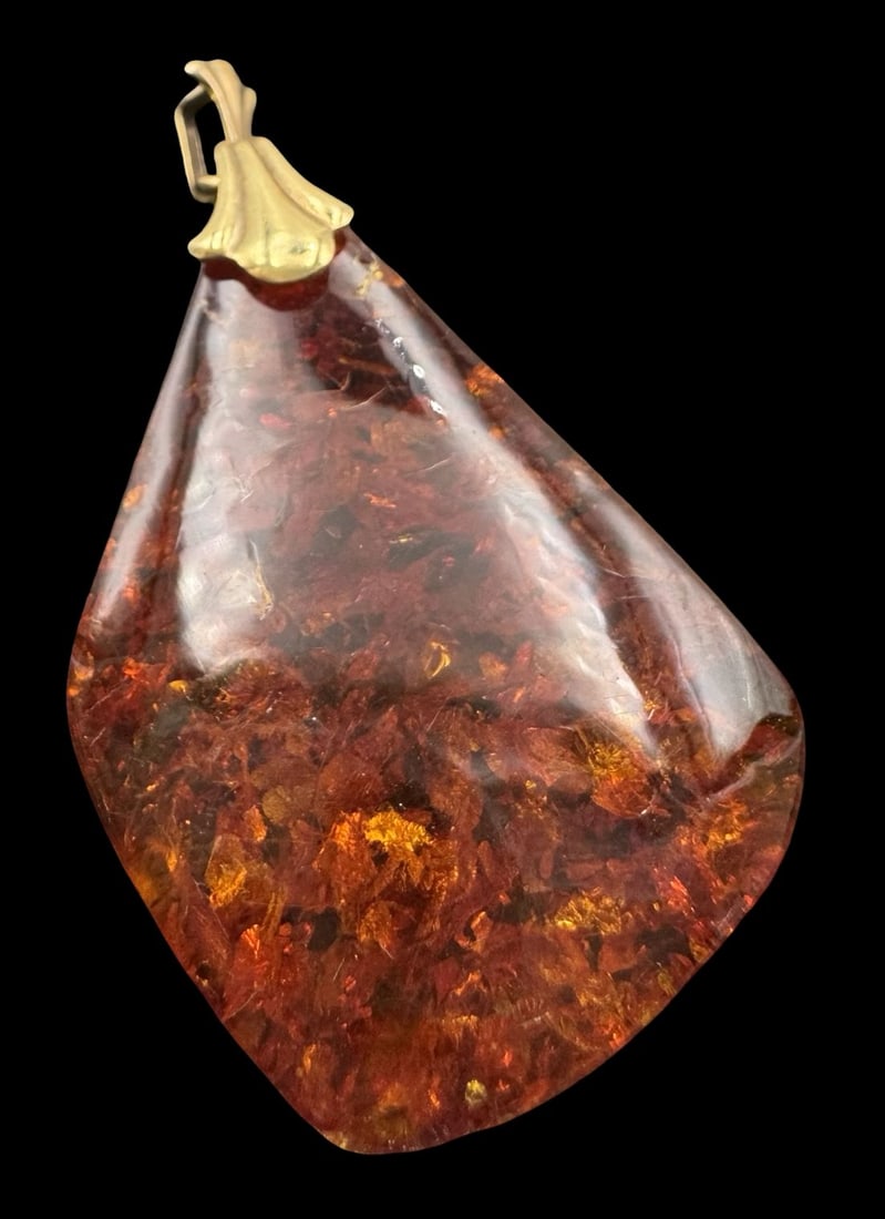 Vintage AD Gilt Sterling Silver Baltic Amber Pendant (1 of 4)