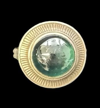 Unusual Vintage Mid-Century Modern European 835 Silver Ring /w Green Gemstone (1 of 4)