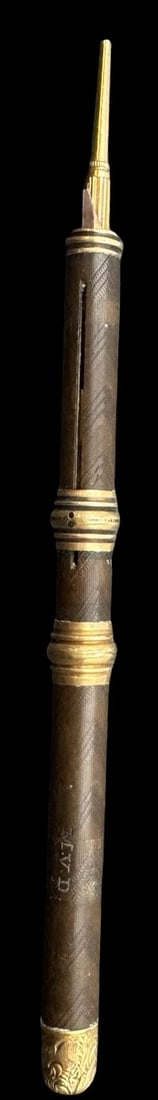 Ornate Antique Victorian Gold Plated Metal & Gutta Percha Pencil & Dip Pen: Very good antique condition with minor patina according to age. Measures approx. 4 1/4" long x 1/4"wide. Works.