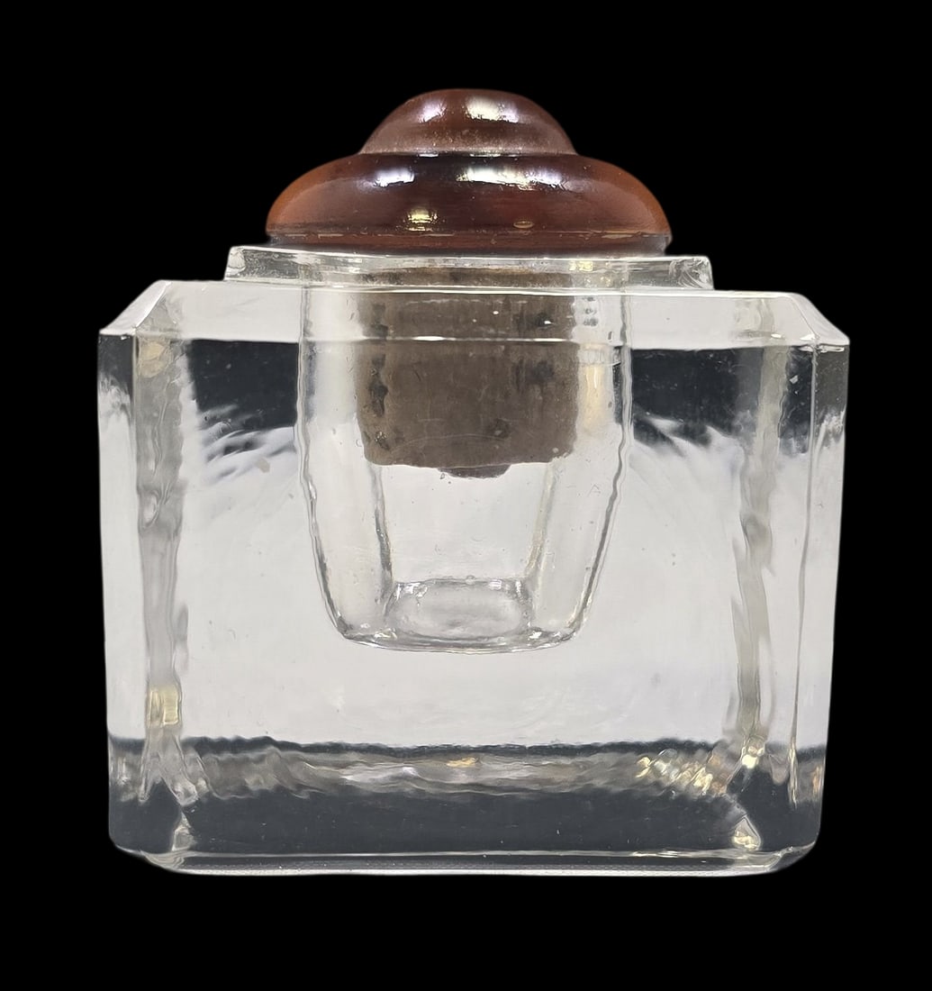 Antique Art Deco Miniature Glass & Bakelite Travel Inkwell (1 of 6)