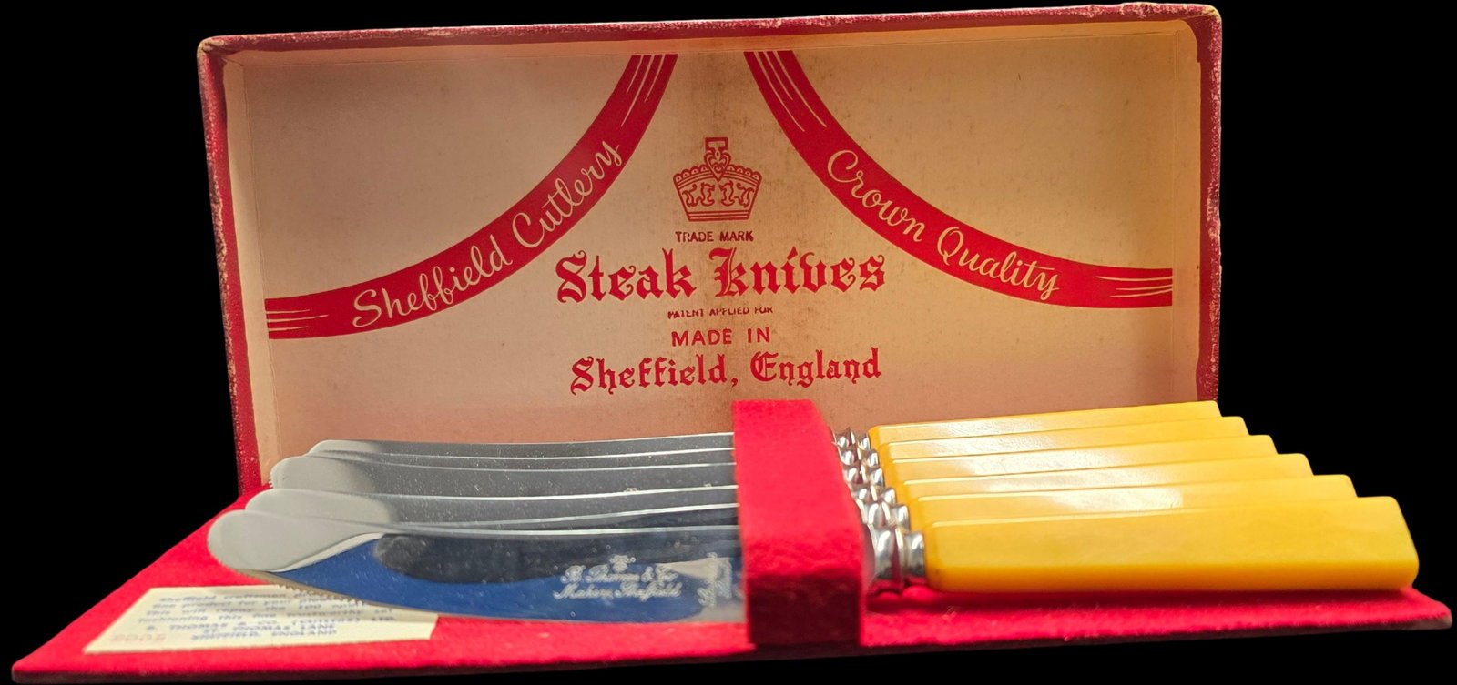 Great Vintage Set of 6 Sheffield England Bakelite & Stainless Steel Steak Knives (1 of 5)