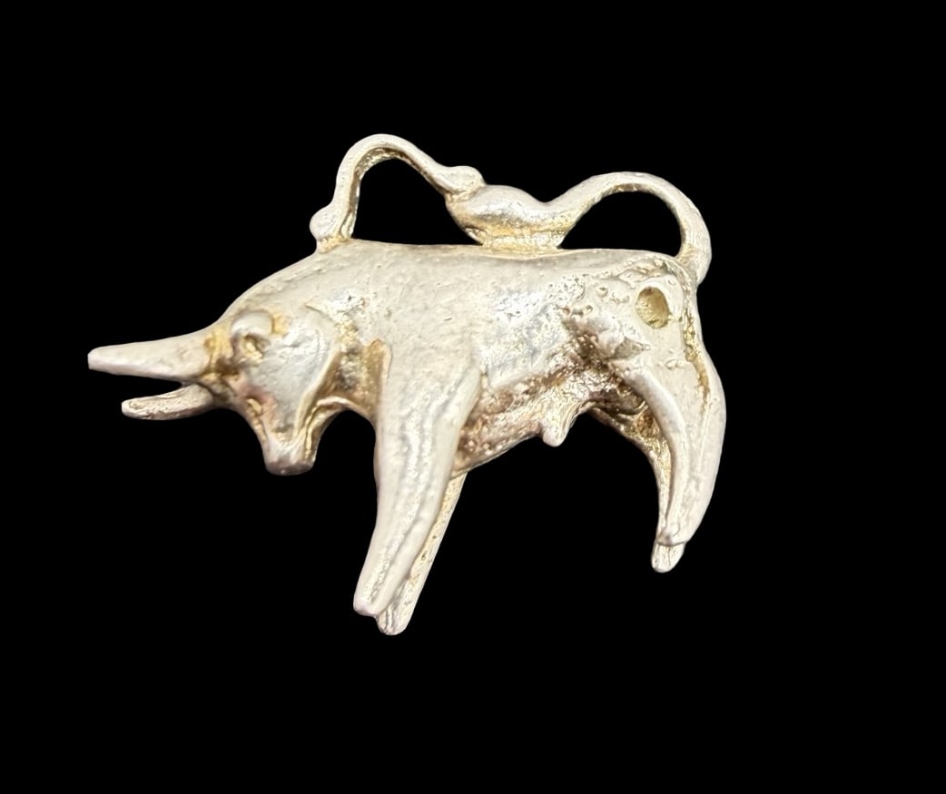 Stunning Ornate Vintage Sterling Silver Taurus Pendant: Very good vintage condition with minor patina according to age. Pendant measures approx. 3/4" long and 3/4" wide and weighs ca. 4.8 grams. Tested for Sterling Silver