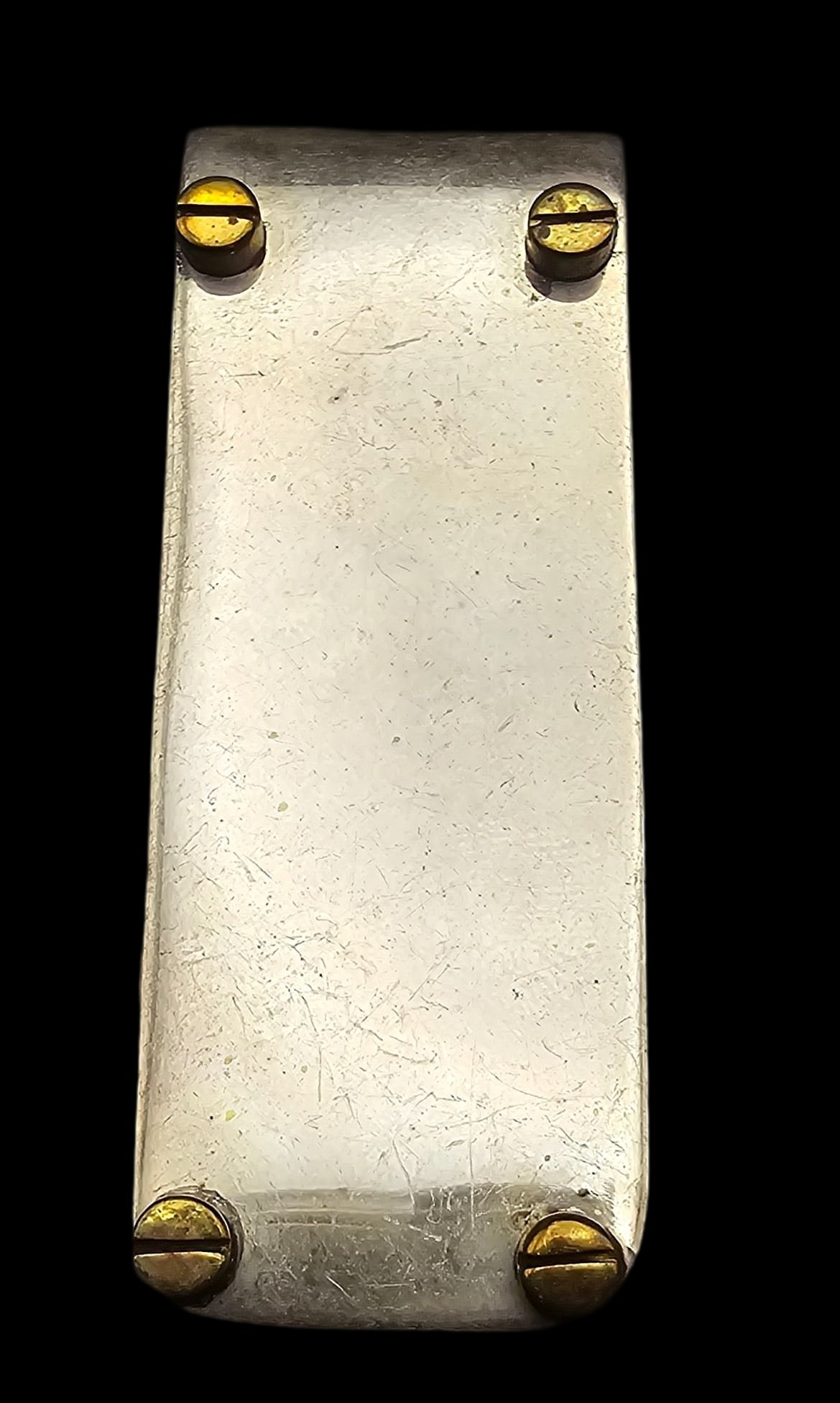 Very Unusual Vintage Mid-Century Steampunk TAXCO Mexico Sterling Silver Designer Money Clip: Measures approx. 1 3/4" long x 3/4" wide and weighs ca. 16.1 grams. Very good vintage condition with minor patina according to age. Marked for Sterling Silver. and carrying an unidentified designer ma