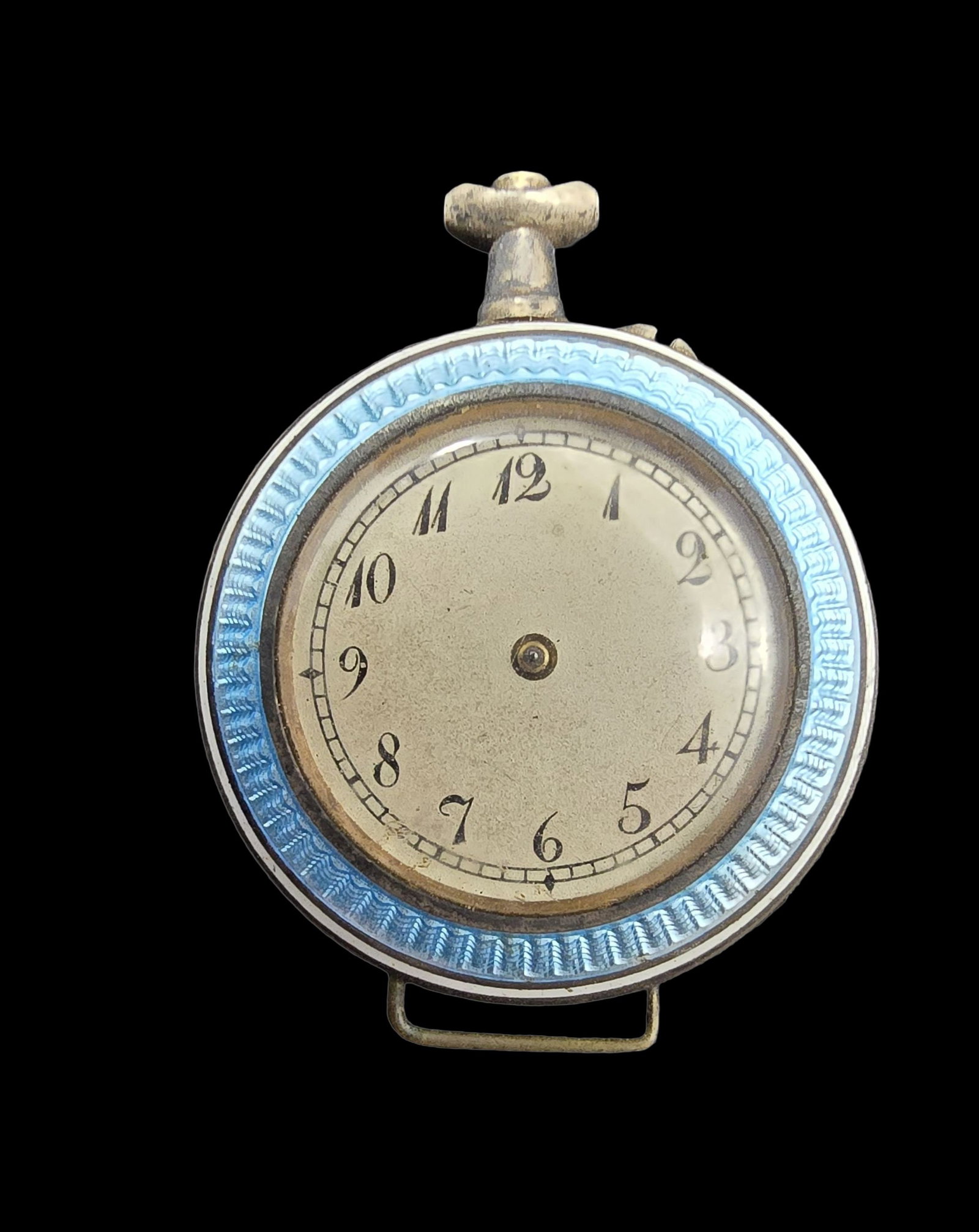 Gorgeous Vintage 800 Silver & Blue Guilloche Enamel Pocket Watch Pendant (1 of 3)