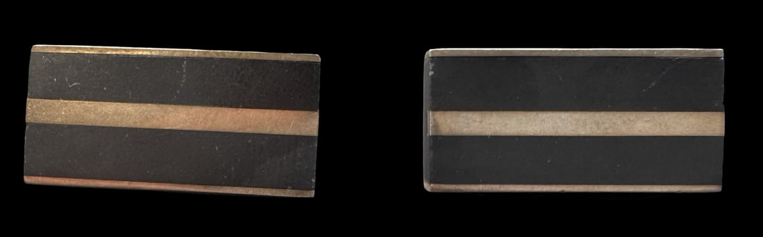 Vintage Mid-Century Modern European 835 Silver Cufflinks: Very good vintage condition with minor patina according to age. Measures approx. 1" long x 1/2" wide and weighs ca. 12.9 grams. Marked for 835 Silver