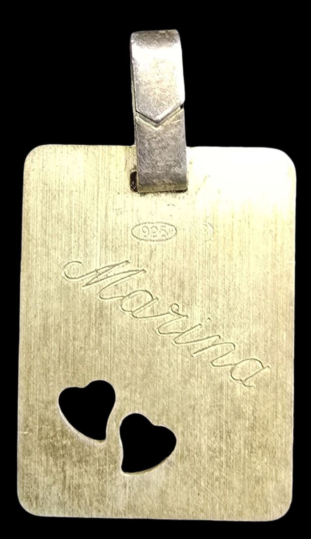 Vintage Sterling Silver Engraved Love Charm: Very good vintage condition with minor patina according to age. Measures approx. weighs ca. 1.5 grams. Marked.