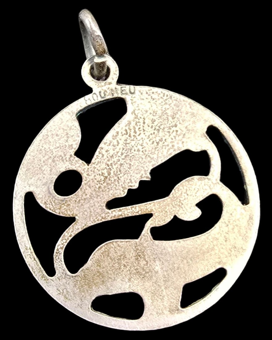 Vintage European 800 Silver Zodiac Sign Pisces Fish Pendant Charm: Very good vintage condition with minor patina according to age. Measures approx. weighs ca. 2 grams. Marked and signed.