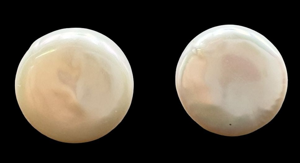 Vintage Sterling Silver & White Pearl Earrings: Very good vintage condition with minor patina according to age. Each measures approx. 1/2" in diameter and they jointly weigh ca. 3.2 grams. Marked for Sterling Silver..