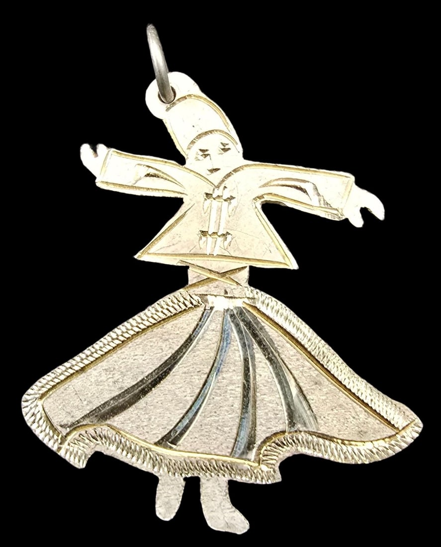 Vintage European 800 Silver Dancing Girl Pendant Charm: Very good vintage condition with minor patina according to age. Measures approx. 1" high x 1" wide and weighs ca. 1 gram. Marked.