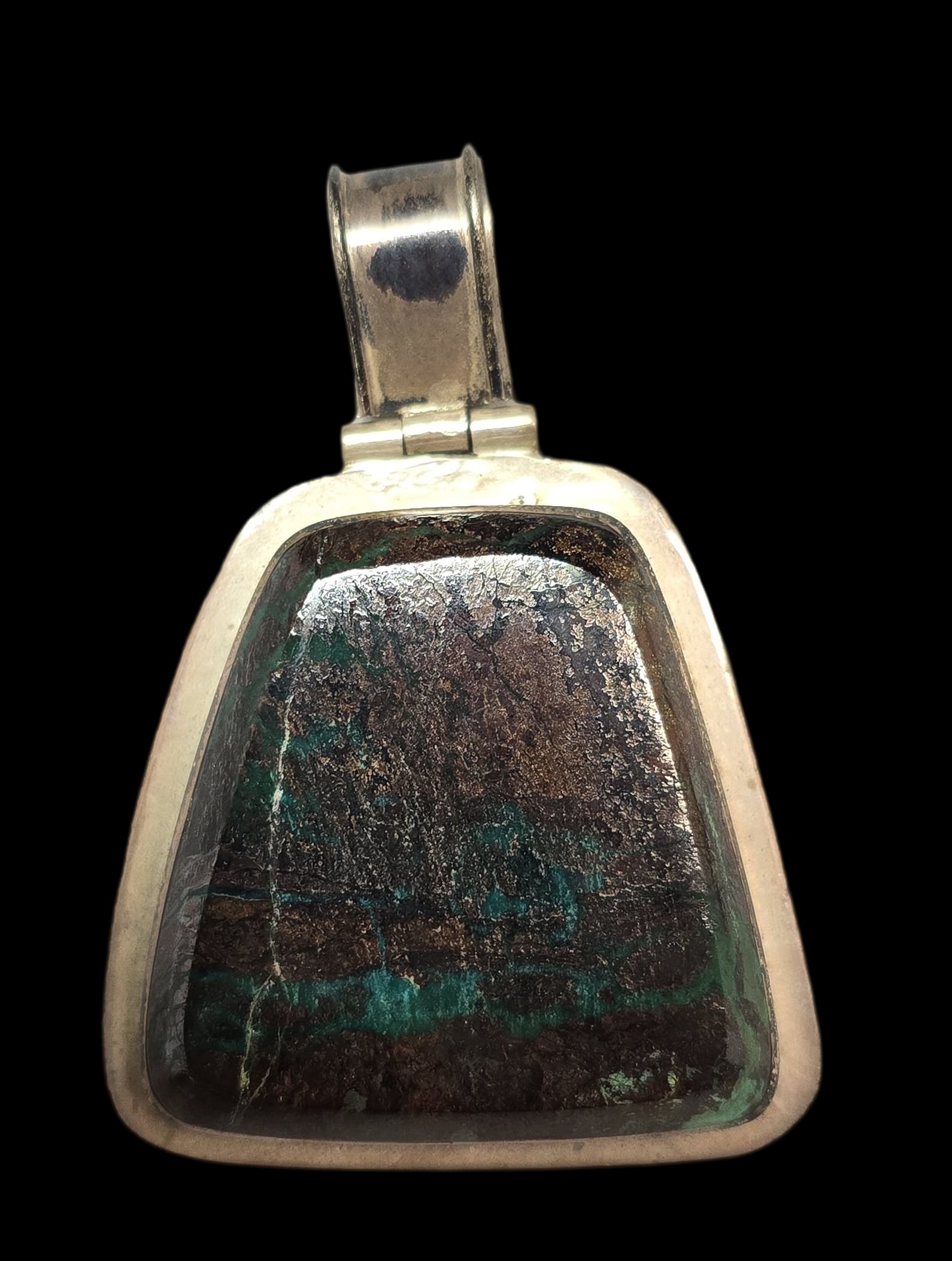 Vintage Sterling Silver & Gemstone Pendant: Very good vintage condition with minor patina and wear according to age. Measures approx. 2 1/2" high. Tested for Sterling Silver.