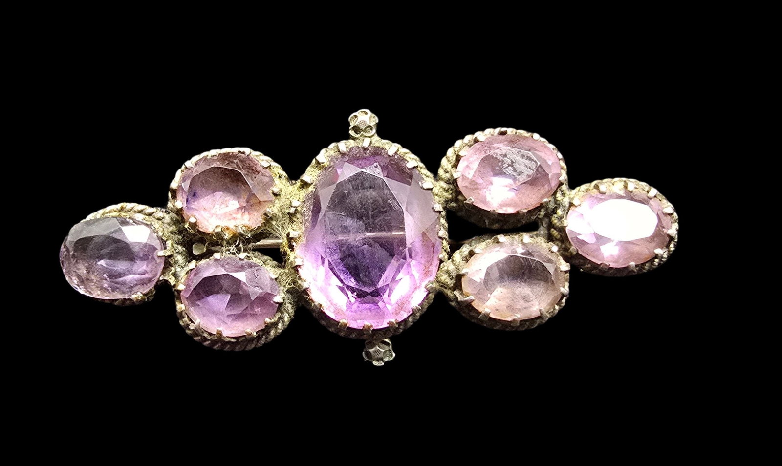 Beautiful & Ornate Vintage Gilt Silver & Purple Gemstone Brooch (1 of 2)