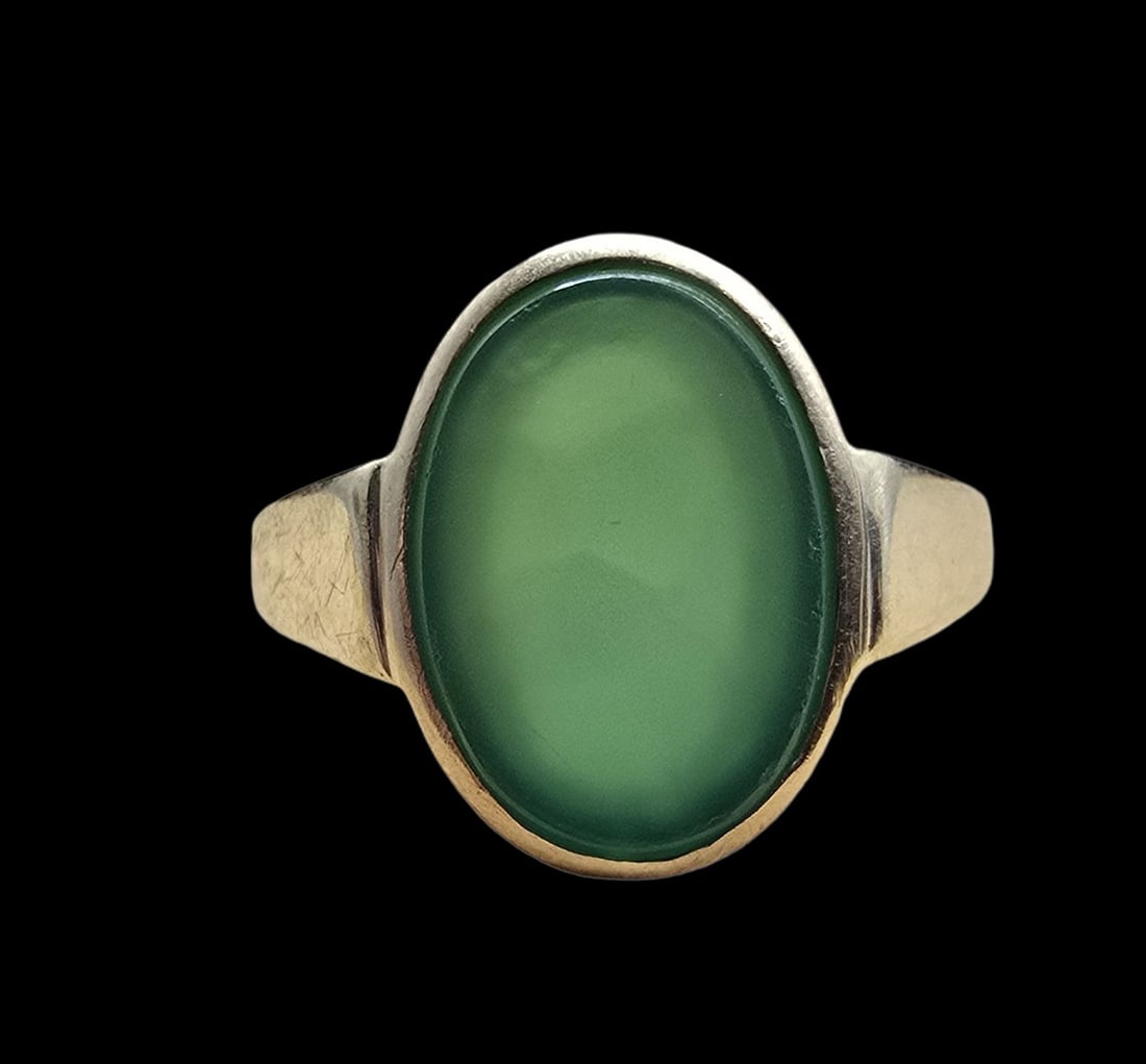 Amazing Vintage Mid-Century Gilt Sterling Silver & Chrysoprase Ring (1 of 4)