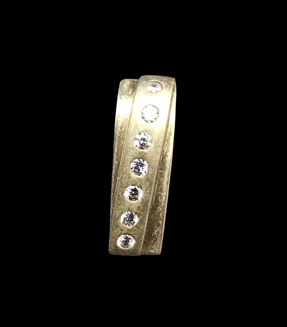 Beautiful Vintage Gilt Sterling Silver & Clear Rhinstone Slider Pendant Charm: Very good vintage condition with minor patina according to age. Weighs ca. 1.5 grams. Marked for Sterling Silver.