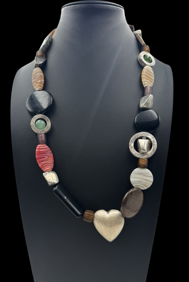 Vintage European Multi-Gemstone Necklace & Sterling Silver Elements (1 of 2)