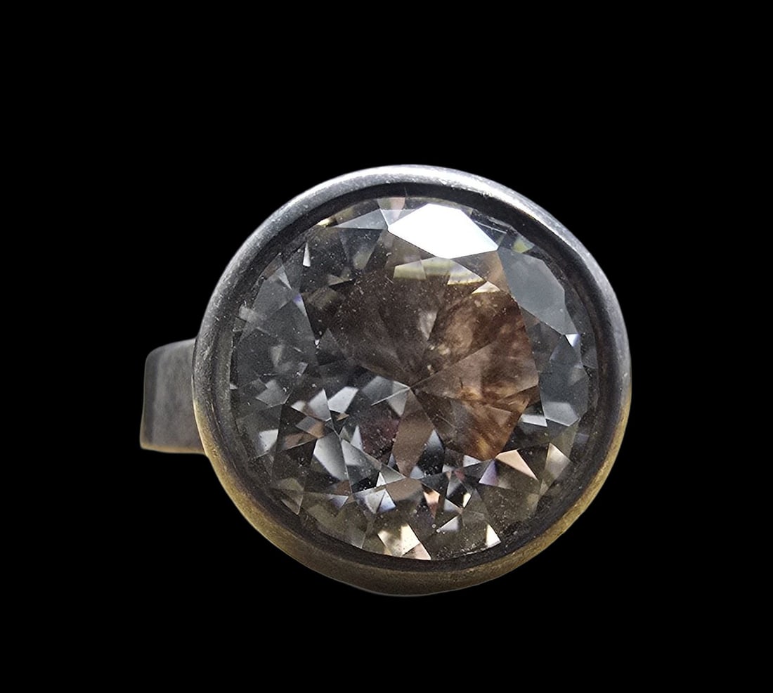 Unusual Vintage BEH Sterling Silver & Clear Zirkonia Designer Ring (1 of 4)