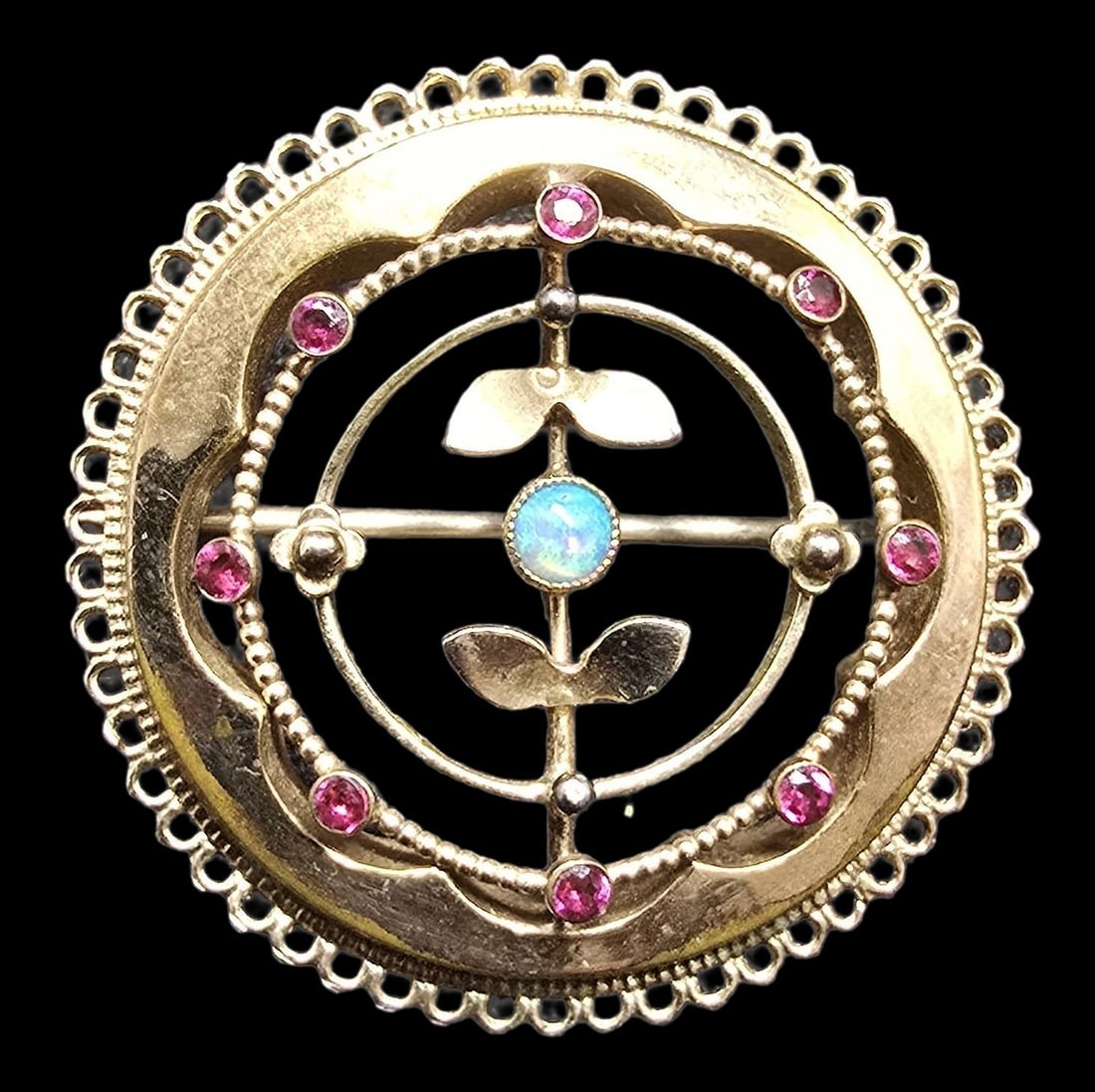 Gorgeous Antique Gold Filled & Gemstone Brooch (1 of 3)