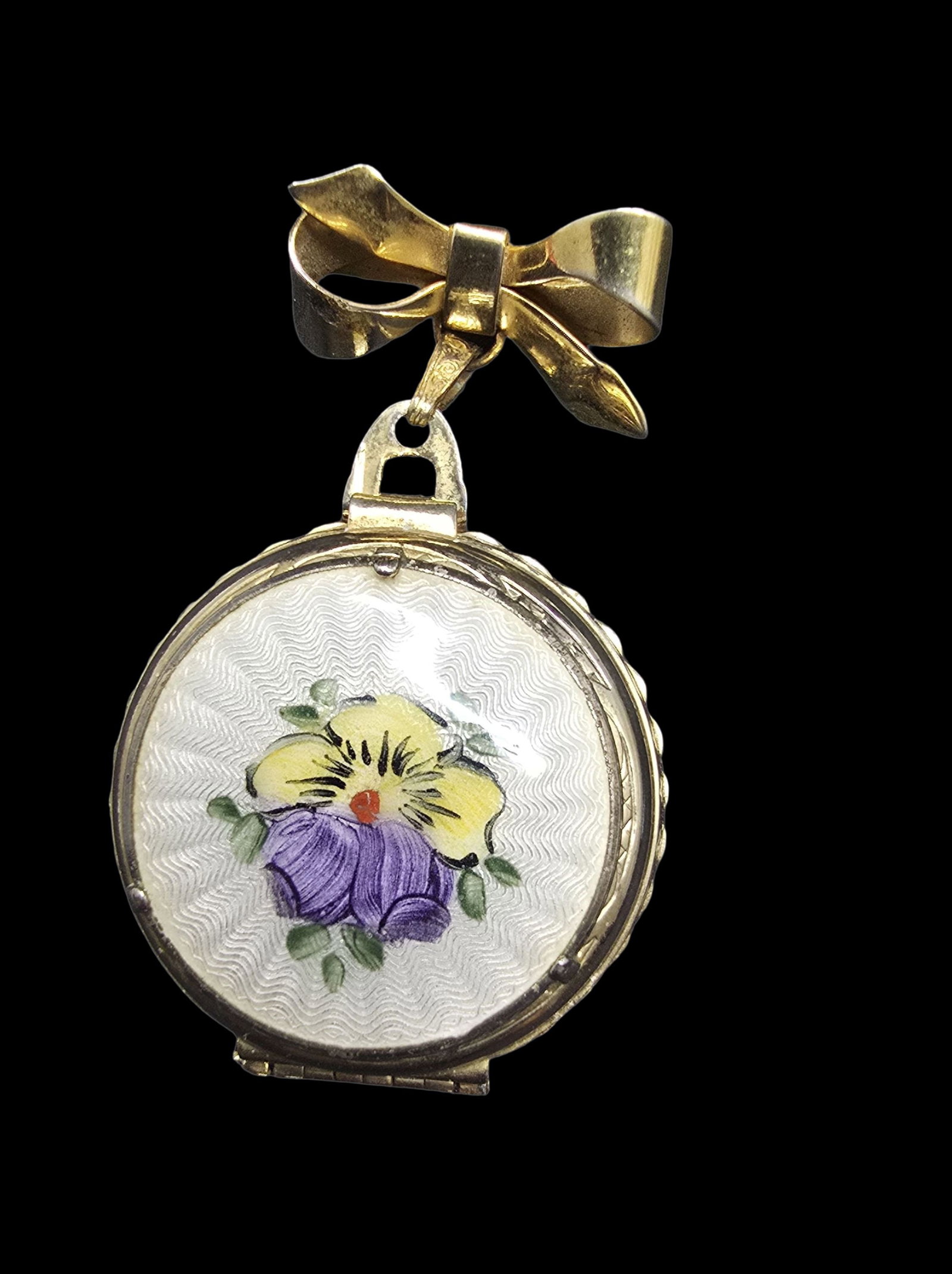 Rare Antique Gold Filled & Enamel Multiple Picture Locket Pendant Lapel Pin (1 of 7)