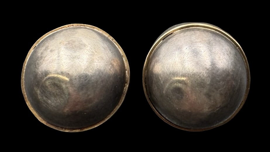 Vintage Partially Gilt Sterling Silver Designer Earrings: Very good vintage condition with minor patina according to age. Each measures approx. 1/2" in diameter and they jointly weigh ca. 8 grams. Marked for Sterling Silver. & Designer Signed.
