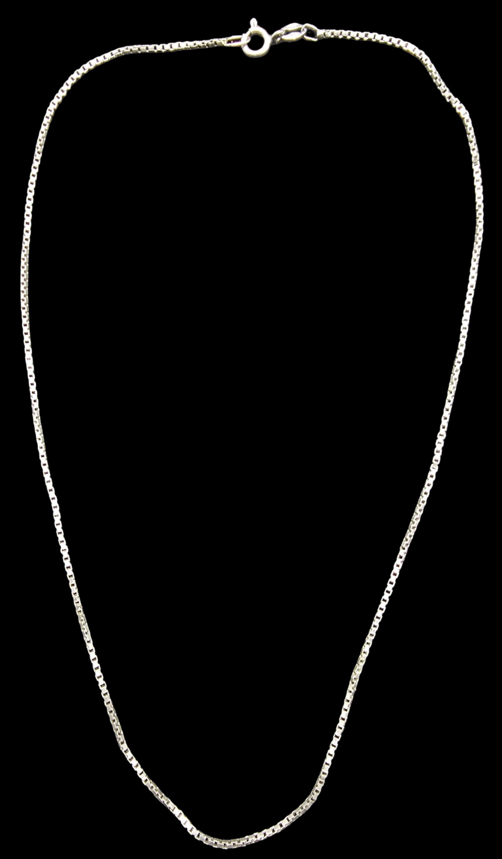 Stylish Vintage Sterling Silver Chain Necklace: Very good vintage condition with minor patina according to age. Measures approx. 15" long and weighs ca. 2.5 grams. Marked for Sterling Silver.