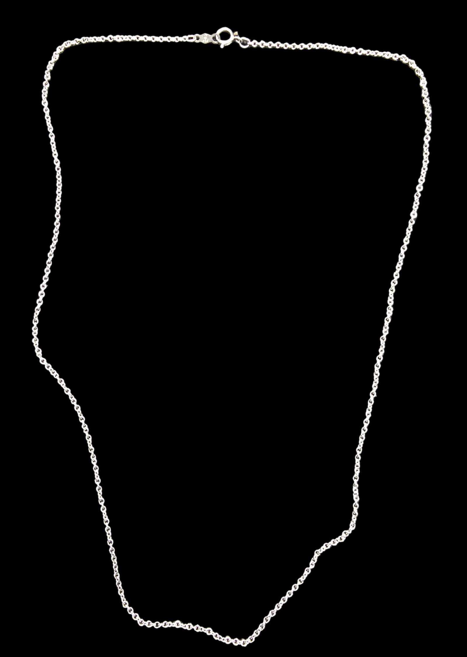 Stylish Vintage Sterling Silver Chain Necklace: Very good vintage condition with minor patina according to age. Weighs ca. 2 grams. Marked for Sterling Silver.
