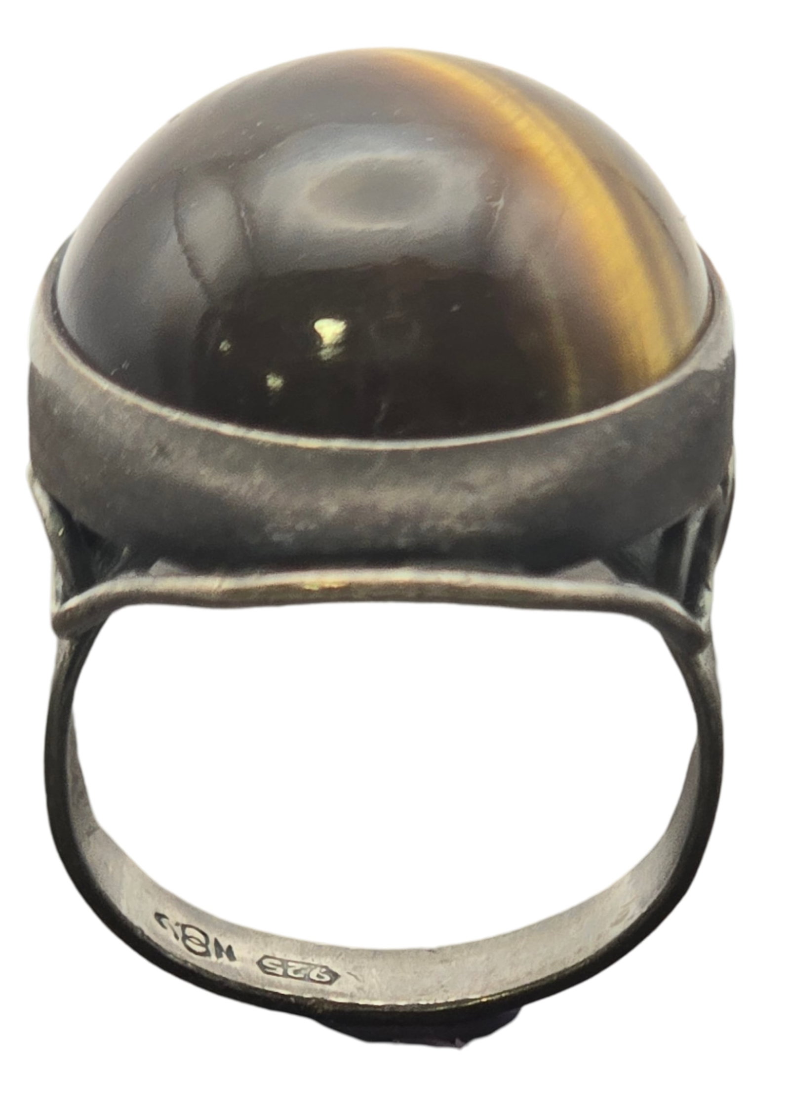Large Vintage Mid-Century Modern Sterling Silver & Tigers Eye Designer Ring (1 of 7)