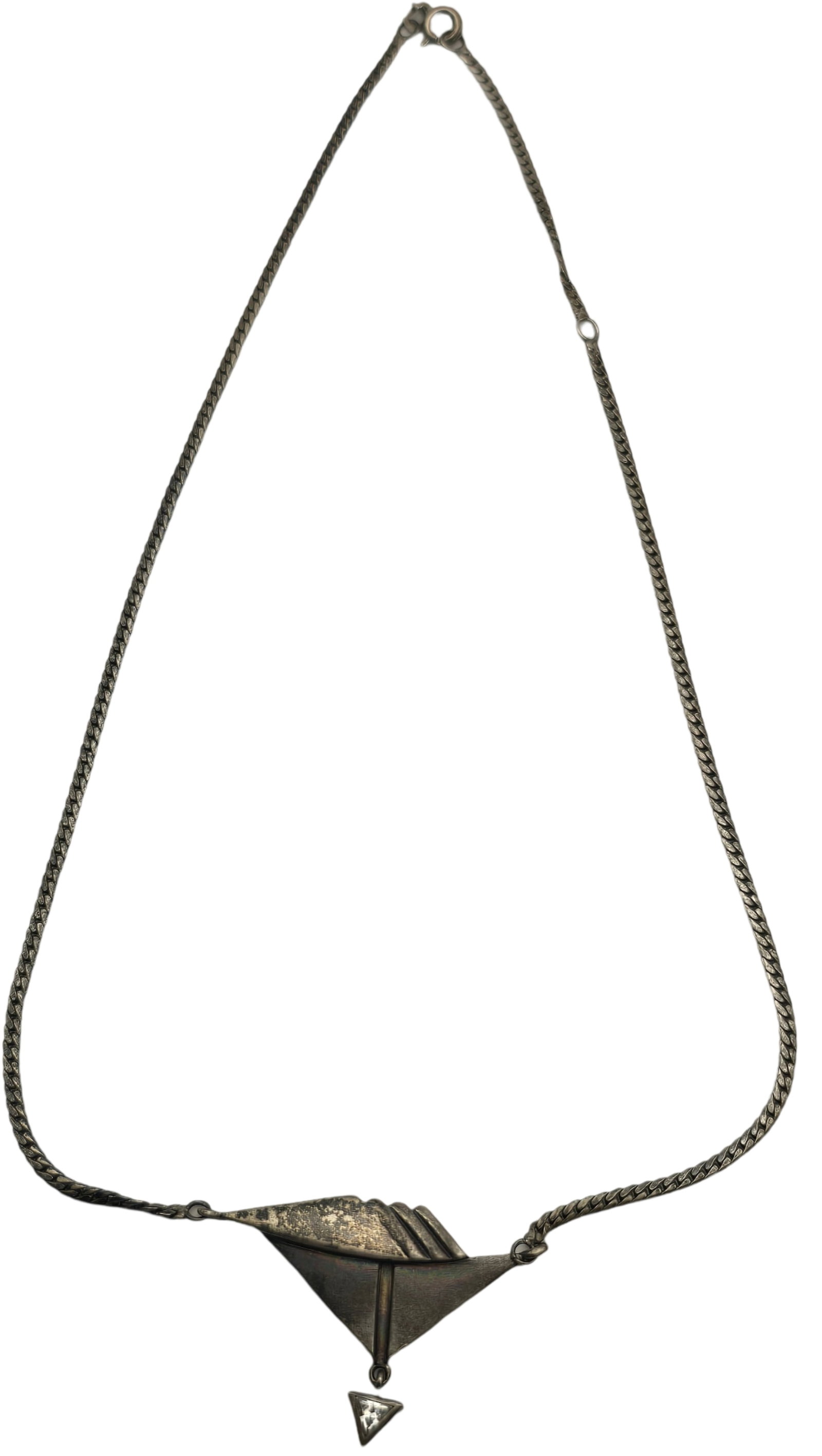 Vintage Mid-Century European 800 Silver & Gemstone Pendant Necklace: Measures approx. weighs ca. 8.3 grams. Very good vintage condition with minor wear and patina according to age. Tested for a minimum of 800 (80%) silver and carrying an unidentified designer mark.