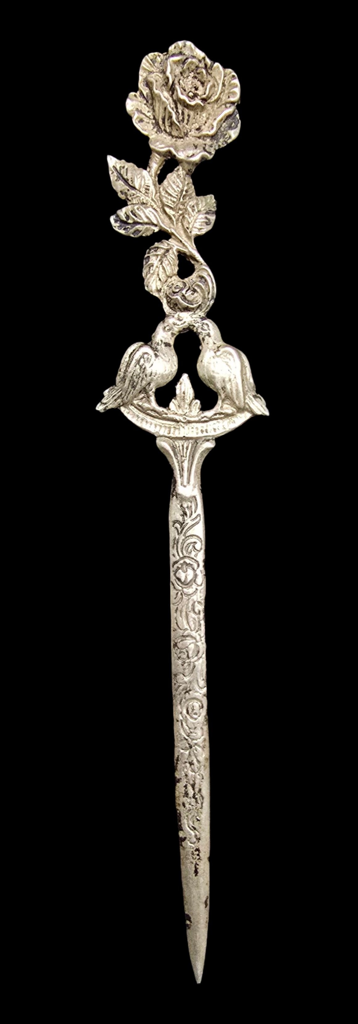 Unusual Ornate Antique European 835 Silver Rose Design Letter Opener (1 of 2)