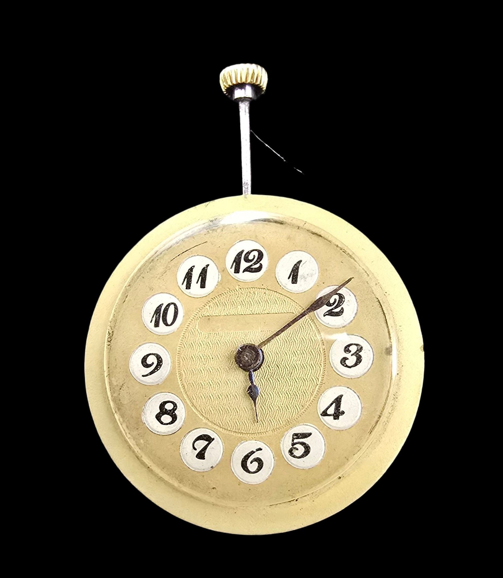 Beautiful Vintage Watch Movement: Very good vintage condition with minor patina according to age; works. Measures approx. 1" wide and weighs ca. 13 grams.