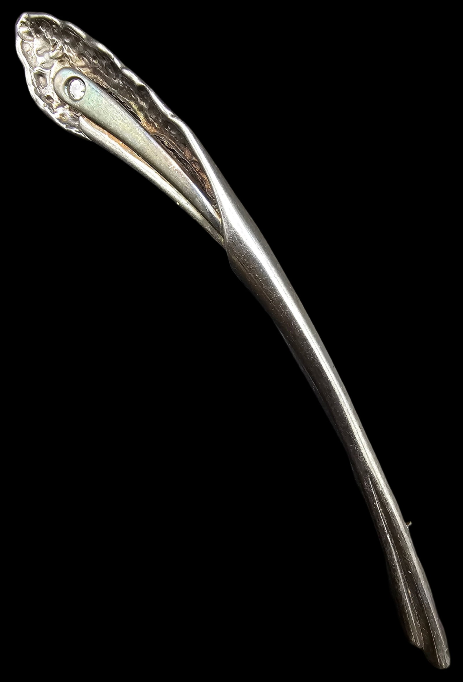 Vintage Mid-Century Sterling Silver & Rhinestone Bar Brooch (1 of 5)