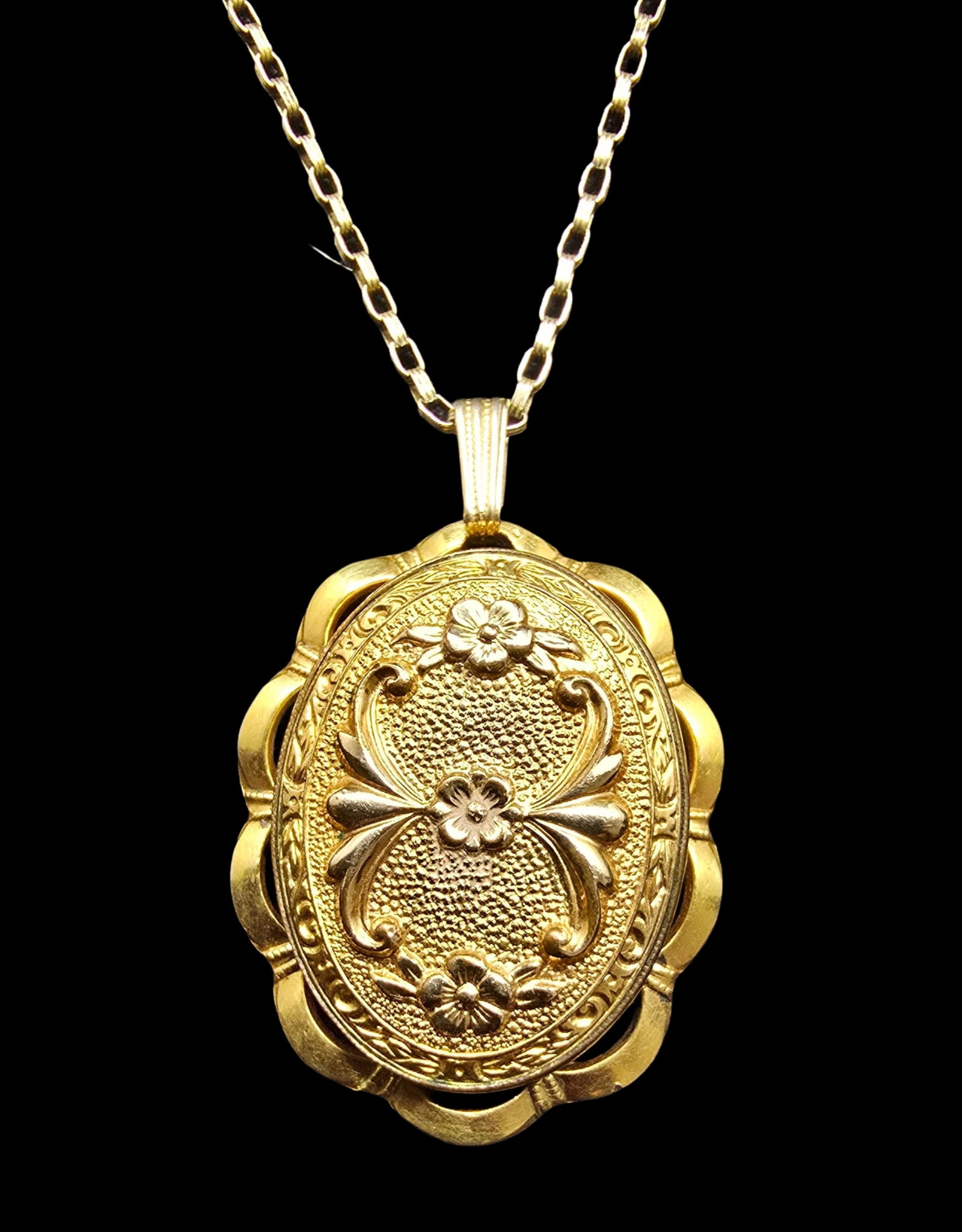 Beautiful Ornate Antique Gold Filled Picture Locket Pendant Necklace (1 of 4)