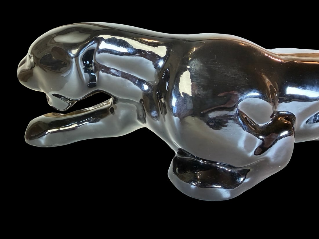 Vintage Mid-Century Modern HAEGER Black Ceramic Panther Sculpture - 3