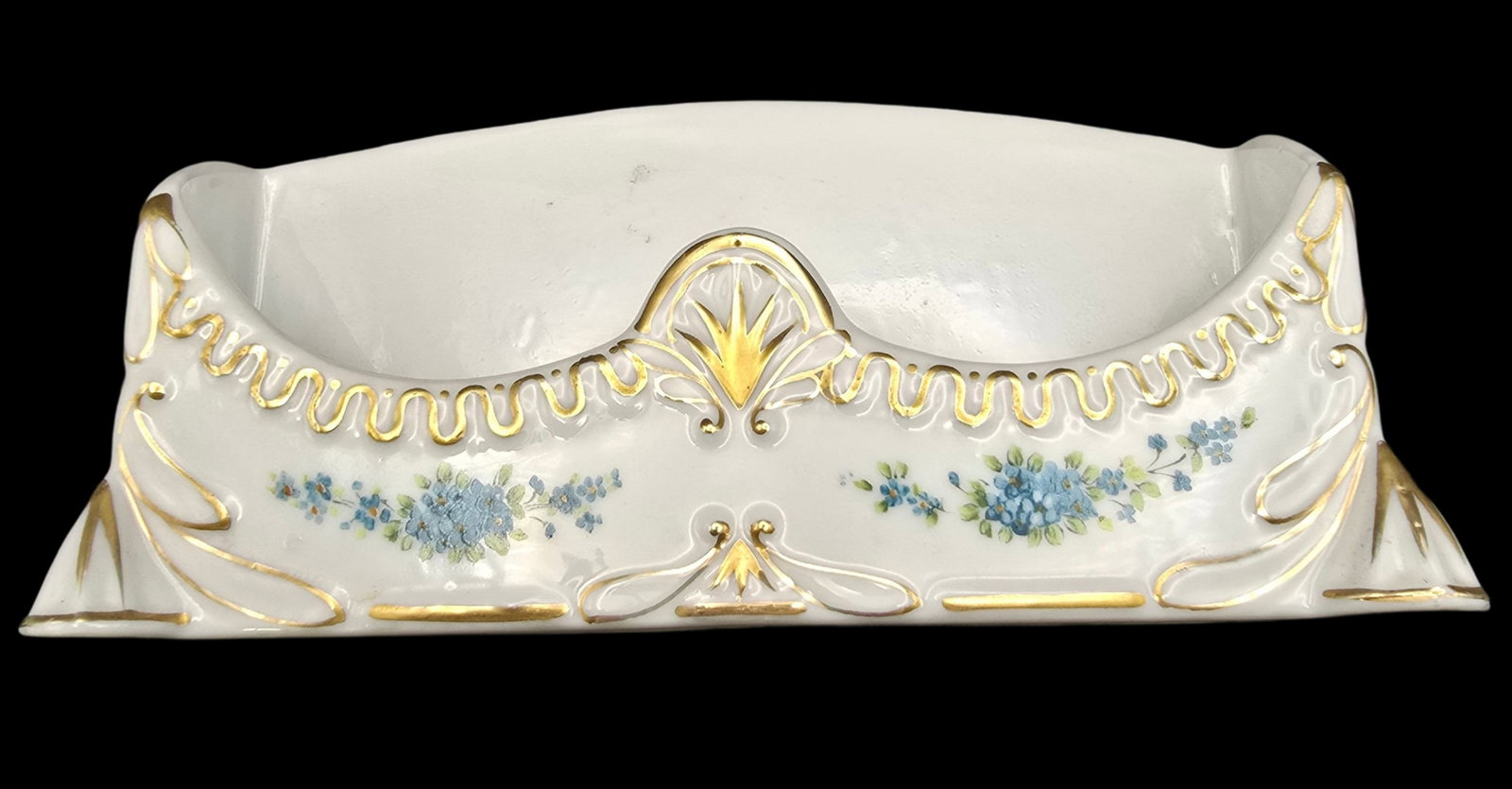 Antique European Handpainted Porcelain Letter Stand: Very good antique condition with wear according to age, please see pictures. Measures 3" high x 7" wide.