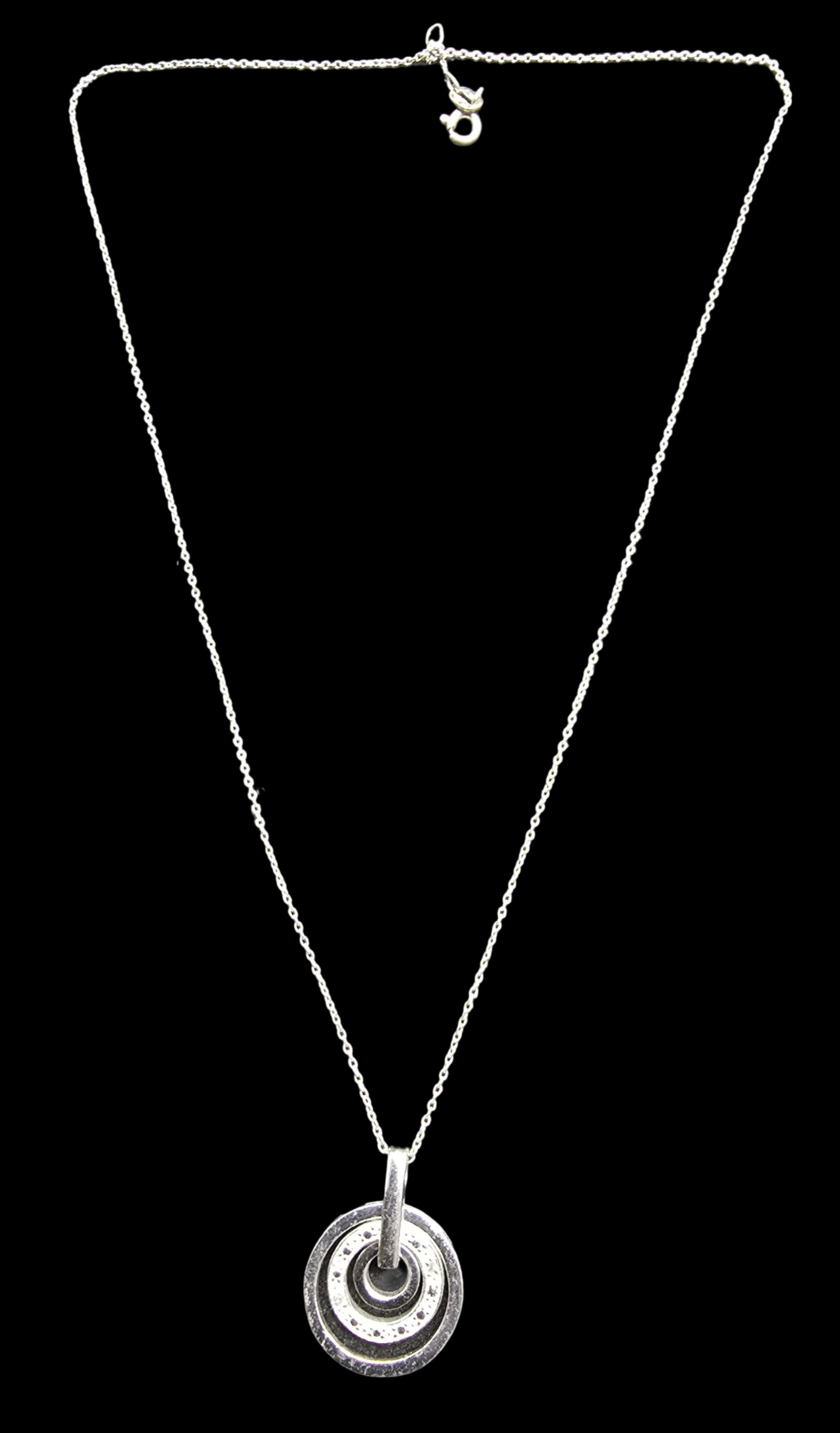 Stunning Vintage Sterling Silver & Clear Rhinestone Pendant Necklace (1 of 4)