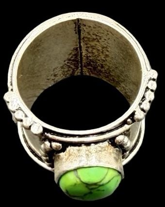 Gorgeous Ornate Vintage Gilt Sterling Silver & Green Gemstone Ring (1 of 3)