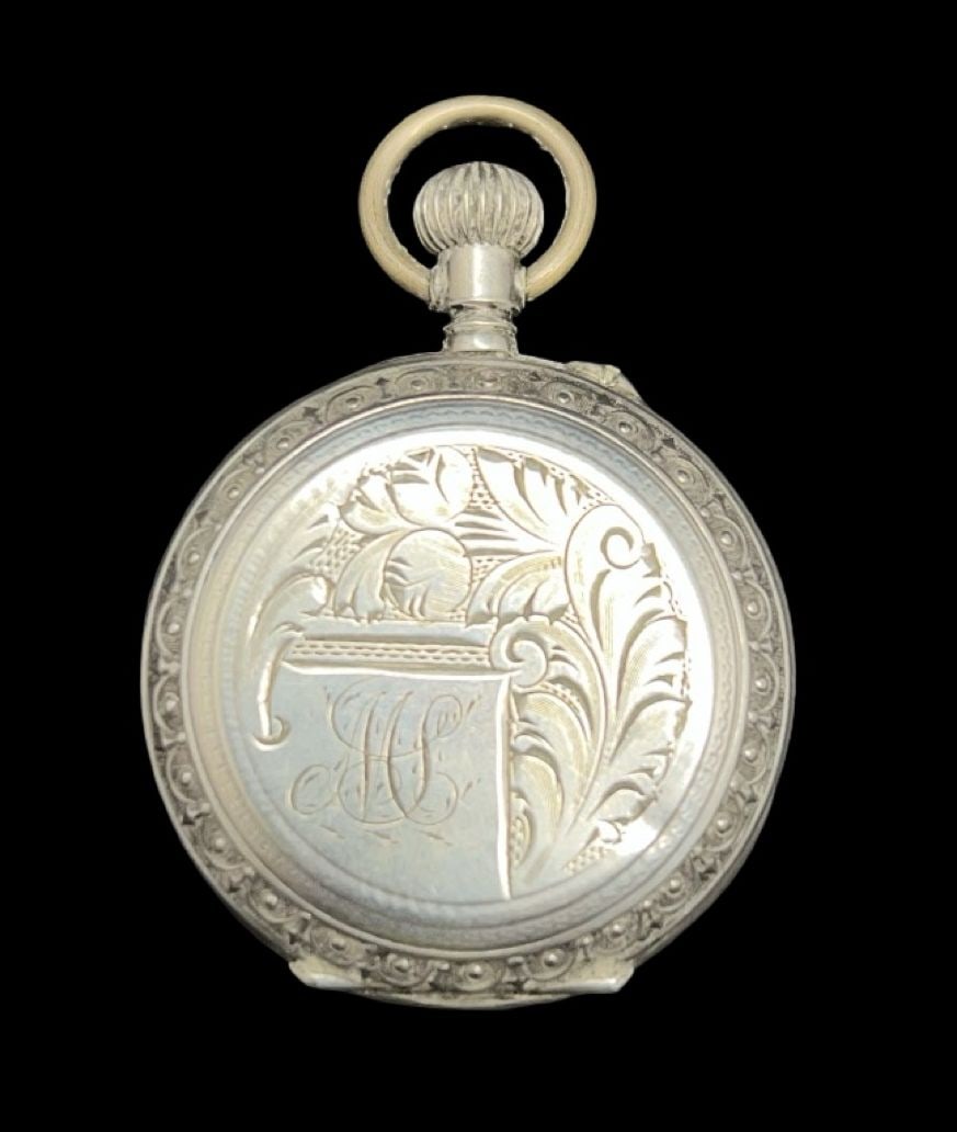 Gorgeous Ornate Vintage Swiss 800 Silver & White Dial Pocket Watch: Very good vintage condition with minor patina according to age. Measures approx. 1 1/8" long and 1 1/4" wide and weighs ca. 28.9 grams. Marked for Silver. Missing Glass. The timepiece is currently not