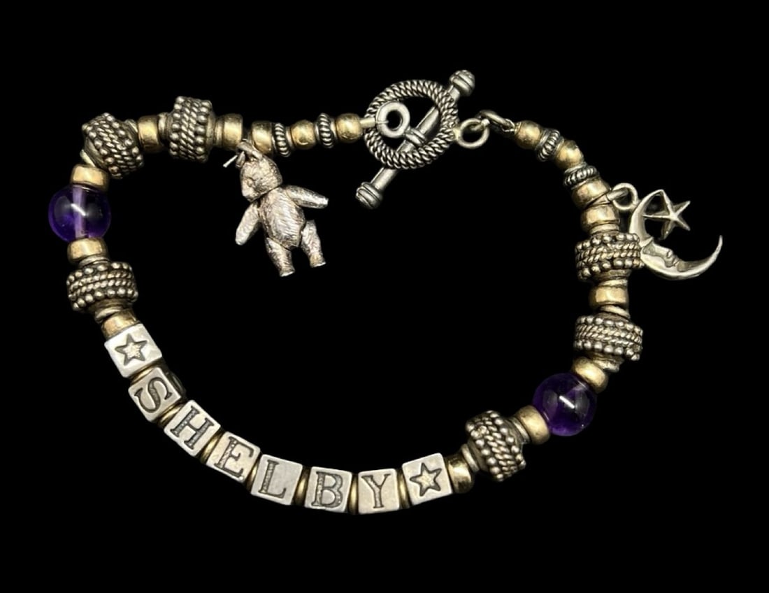 Gorgeous Ornate Vintage Gilt Sterling Silver Bead & Charm Bracelet: Very good vintage condition with minor patina according to age. Measures approx. 8 1/4" long and weighs ca. 29.1 grams. Marked for 925 Sterling Silver.