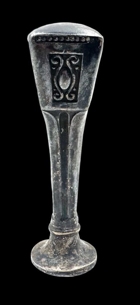 Antique European Art Deco Sterling Silver Wax Seal Stamp & Engraved Monogram: Very good vintage condition with minor patina according to age. Measures approx. 2 1/2" long x 3/4" wide and weighs ca. 13.9 grams. Marked for Sterling Silver.