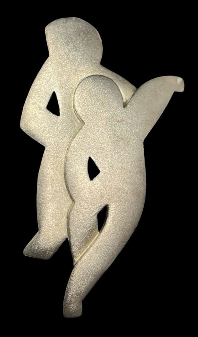 Gorgeous Ornate Vintage Sterling Silver Dancing Couple Pin Brooch: Very good vintage condition with minor patina according to age. Measures approx. 2 3/8" long and 1 3/8" wide and weighs ca. 11.8 grams. Marked for 925 Sterling Silver.