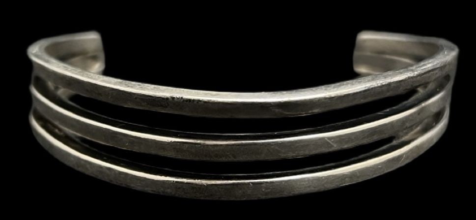 Amazing Vintage Mid-Century Modern European 800 Silver Cuff Bracelet: Very good vintage condition with minor patina according to age. Measures approx. 6" long and 1/2" wide and weighs ca. 37.1 grams. Marked for 800 Silver.