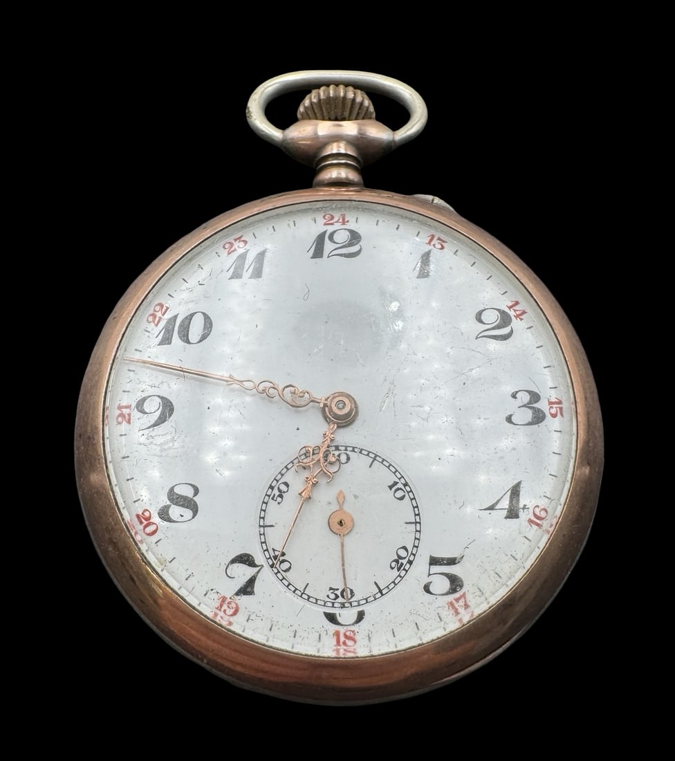 Antique Partially Gilt European 800 Silver Pocket Watch: Very good antique condition with minor patina according to age. Measures approx. 1 7/8" in diameter & weighs ca. 70.7 grams. Marked for 800 Silver. Works.