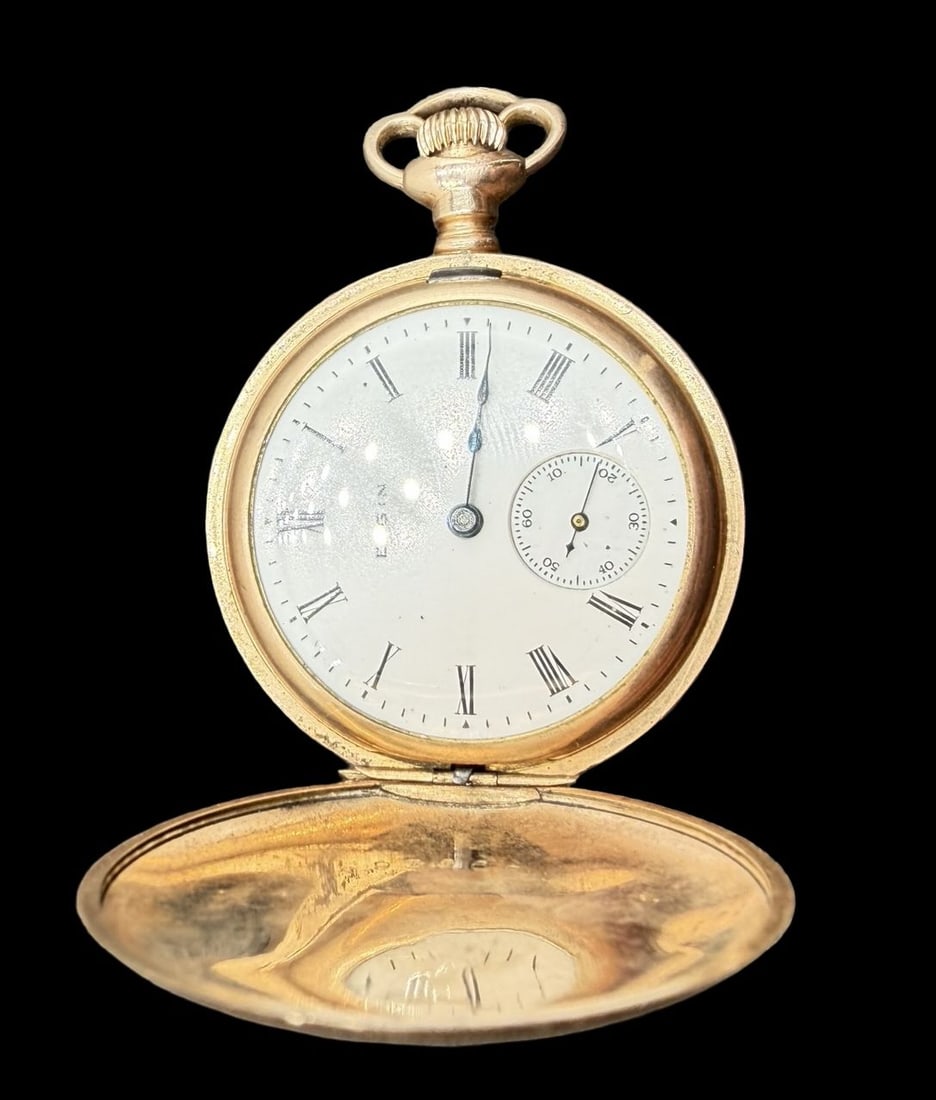 Vintage Mid-Century ELGIN Gold Filled & White Dial Pocket Watch: Very good vintage condition with minor patina according to age. Dial measures approx. 1" long and 1" wide and weighs ca. 37.3 grams. Marked for ELGIN. The timepiece is functional.