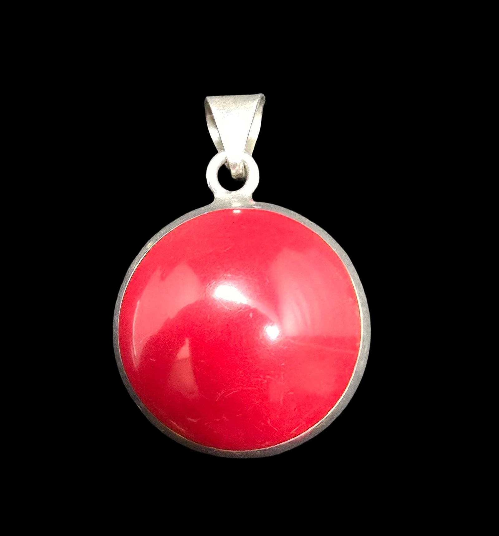 Very Unusual Vintage Sterling Silver Black & Red Gemstone Designer Pendant Charm: Very good vintage condition with minor patina according to age. Measures approx. 2 " long x 1" wide and weighs ca. 14.5 grams. Marked for Sterling Silver & Designer.