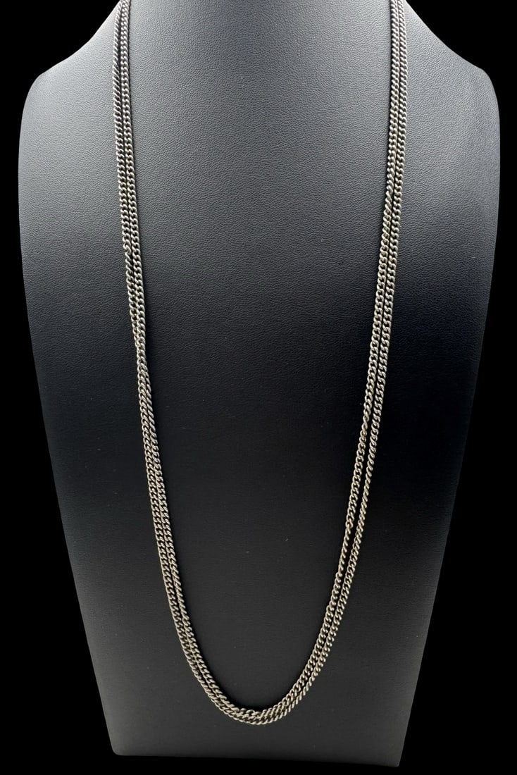 Very Long Vintage European 800 Silver Chain Necklace (1 of 2)
