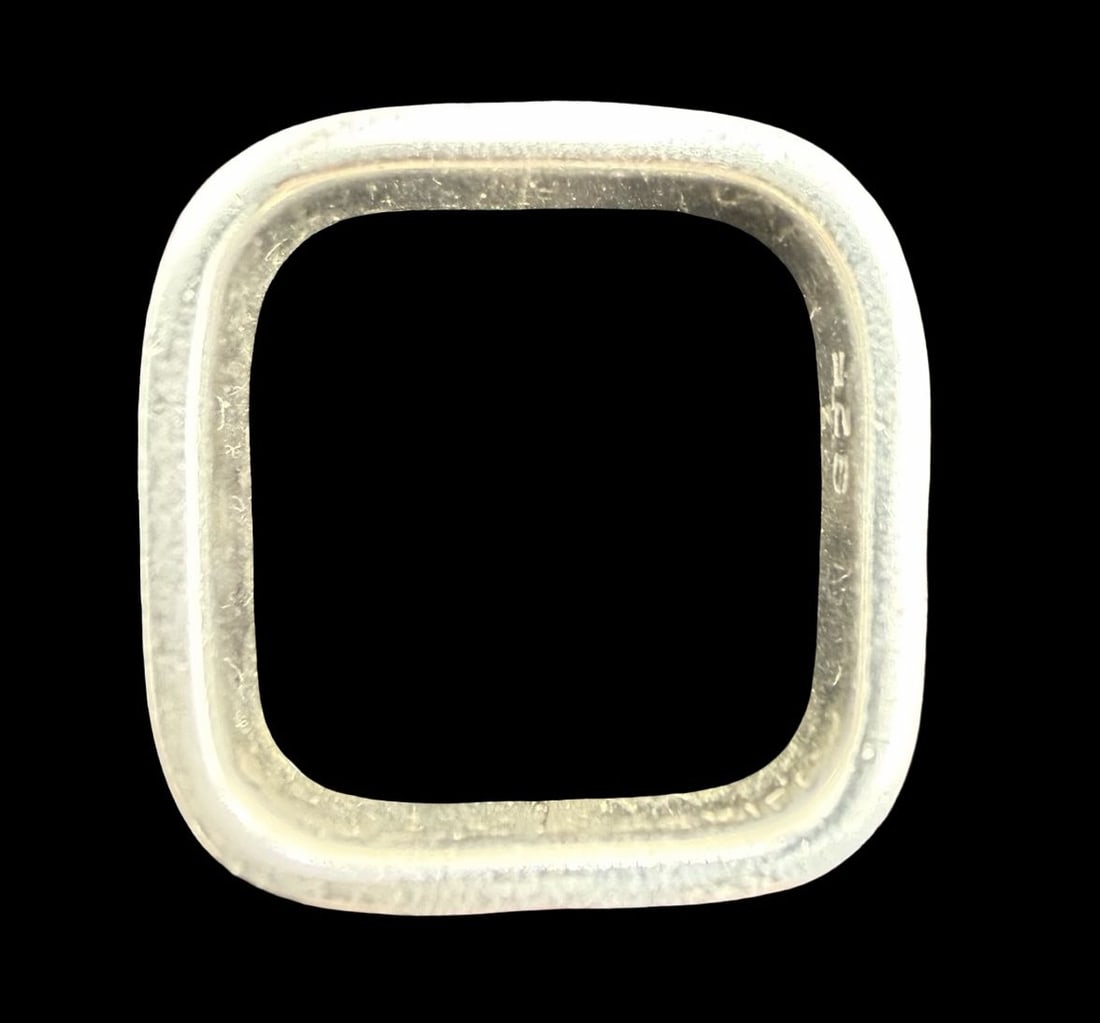 Stylish Vintage Mid-Century Modern Sterling Silver Ring: Very good vintage condition with minor patina according to age. The ring is a size 5 1/4" and weighs ca. 5 grams. Marked for Sterling Silver.